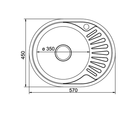 Мойка врезная Mixline, правое выполнение, овал, с сифоном, 3 1\2, 18 см, 45х57 см Фотография_1