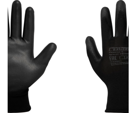 Перчатки полиэстер для точных работ в и/у черные р-р S FIBERON Фотография_1