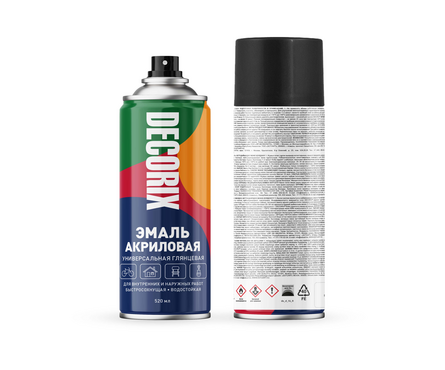 Аэрозольная эмаль DECORIX универсальная, серая, глянцевая, 520 мл Фотография_1