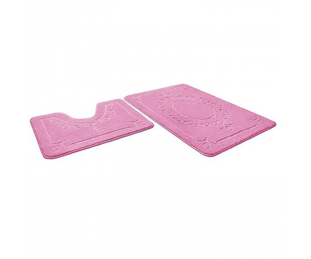 Набор ковриков SHAHINTEX ЭКО для ванной, розовый, 45x71 см, 45x43 см Фотография_0