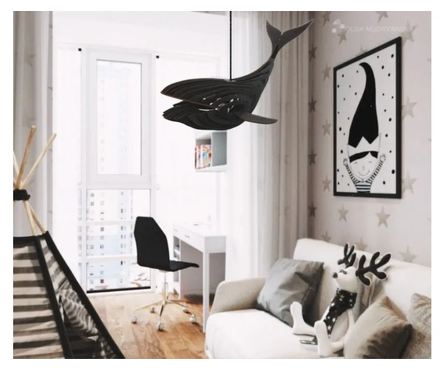 Светильник подвесной Мелодия Света WL010-Whale-1P-400 WG Кит, дерево, венге, Е27 Фотография_1