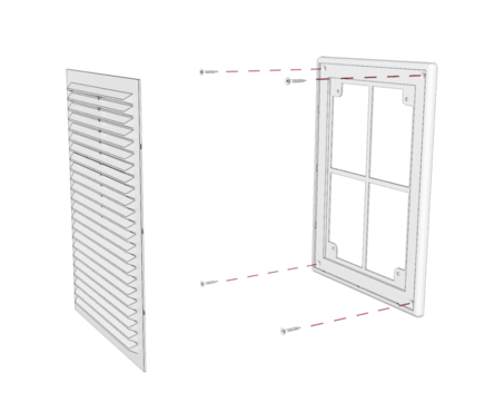 Решетка ПВХ вентиляционная вытяжная с сеткой с рамкой разъемная 249х249 мм белая Фотография_1