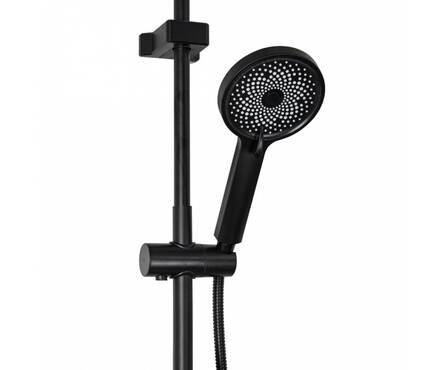 Душевая система (35к.с изл.+лейка 1 поз.+душ.шланг+троп.душ) 9678 Черный-хром FABIA Фотография_2