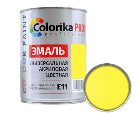 Эмаль COLORIKA PROF E11 универсальная, акриловая, желтая (0.9 л) Фотография_0
