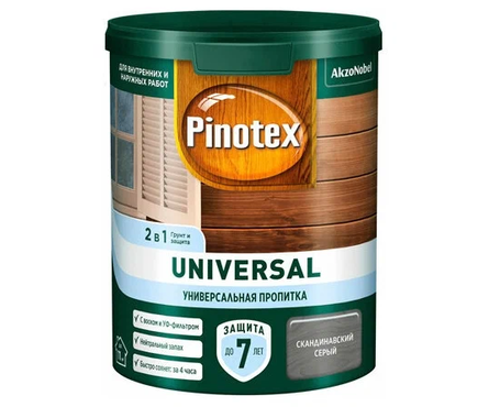 Состав для дерева акриловый PINOTEX Universal 2в1 скандинавский серый 0.9 л Фотография_1