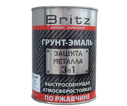 Грунт-Эмаль Britz 3в1 Стандарт, черная, литография, 0.9 кг Фотография_0