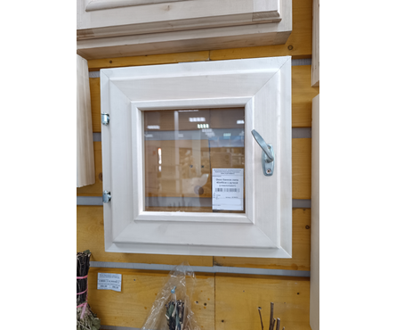 Окно банное липа 40х40 см с ручкой (стеклопакет) Фотография_1