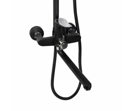 Душевая система (35к.с изл.+лейка 1 поз.+душ.шланг+троп.душ) 9678 Черный-хром FABIA Фотография_3