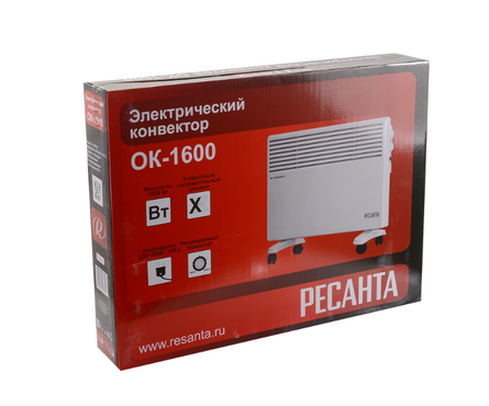 Обогреватель электрический конвекционный 1.6 кВт/220 В/16 м² ОК-1600 РЕСАНТА Фотография_6