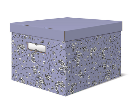 Коробка картонная для хранения 26х35х20 см с крышкой сиреневая BOTANICS Фотография_0