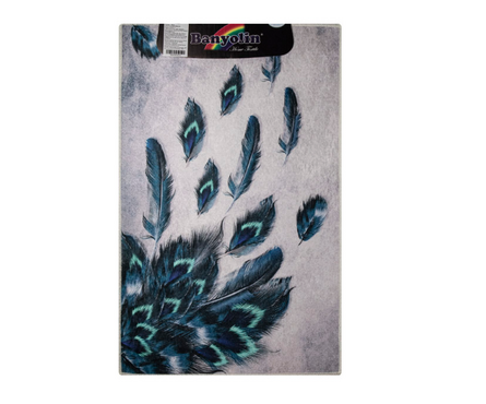 Коврик для ванной 55x90 см дизайнерский синие перья САНАКС Фотография_1