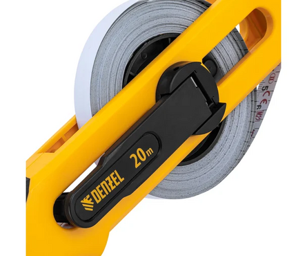 Рулетка 20 м 13 мм геодезическая лента металлическая, открытый корпус DENZEL Фотография_4