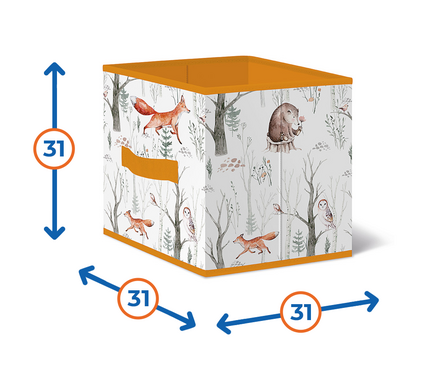 Коробка тканевая для хранения 31х31х31 см без крышки оранжево-белая FOREST FRIENDS Фотография_1