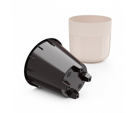 Кашпо для цветов бежевое с автополивом ЛИНЕЛЬ D 160 мм 2.7 л Фотография_2