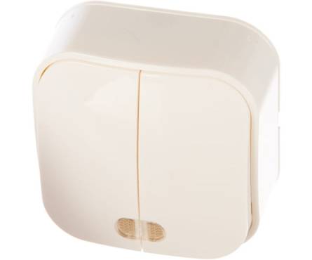 Выключатель 2-кл. ОП 10А IP20 с подсветкой бел. IONICH 1414 Фотография_2