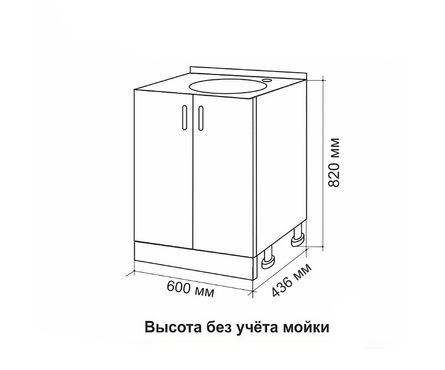 Стол-тумба кухонный распашные дверцы под мойку 60 см ЛДСП ясень/шимо светлый Фотография_3