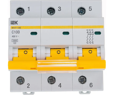 Выключатель автоматический модульный 3п C 100А ВА47-100 IEK Фотография_0
