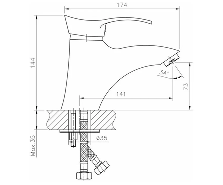 Смеситель для умывальника однорычажный HAIBA литой гусак хром HB1001 Фотография_2