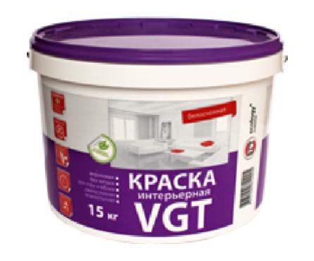 Краска ВД VGT интерьерная влагостойкая 15 кг