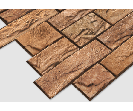 Панель ПВХ Камень Пиленый настоящий коричневый 0.4 мм, 977х493 мм (0.4816 м²)  Фотография_1