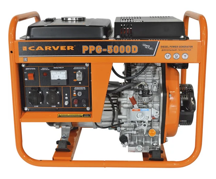 Генератор дизельный 3.6 кВт 220В бак 12.5 л ручной стартер PPG- 5000D CARVER Фотография_0