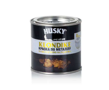 Краска по ржавчине 3 в 1 металлик золото HUSKY Klondike RAL1036 250 мл Фотография_1