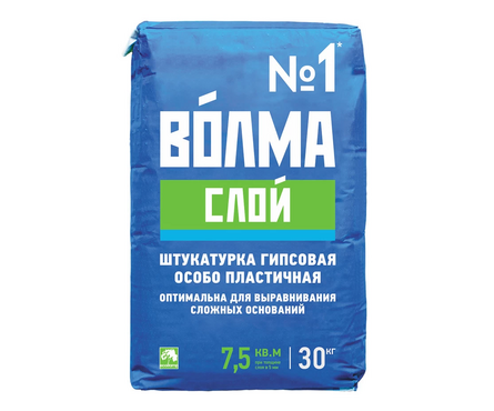 Штукатурка гипсовая ВОЛМА Слой 30 кг белая Фотография_0