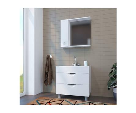 Шкаф навесной MIXLINE Квадро 75 левый с подсветкой (ПВХ) Фотография_2