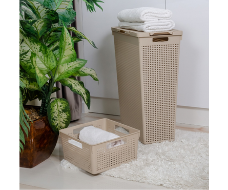 Корзина для белья Лофт с крышкой, латте, 50 л Фотография_3