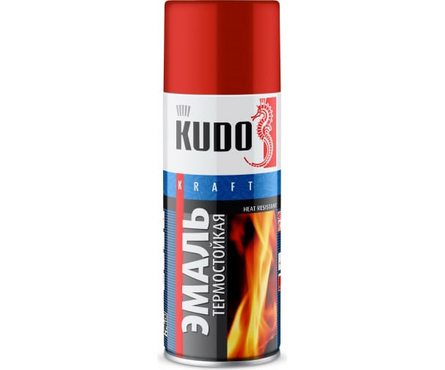 Аэрозольная краска красная термостойкая KUDO 520 мл Фотография_0