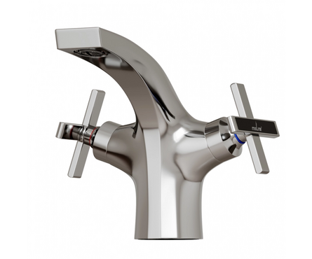 Смеситель для умывальника двухвентельный MIXLINE литой гусак хром Cross ML37-04 Фотография_1