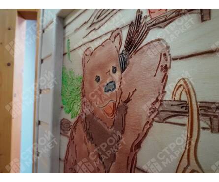 Дверь для бани 19x0.7 м глухая с рисунком, полотно липа, коробка из осины Фотография_2