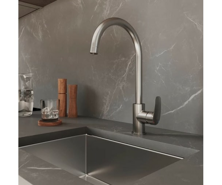 Смеситель для кухни однорычажный MILARDO высокий гусак с фильтром сатин Rora RORBNFJM05 Фотография_1