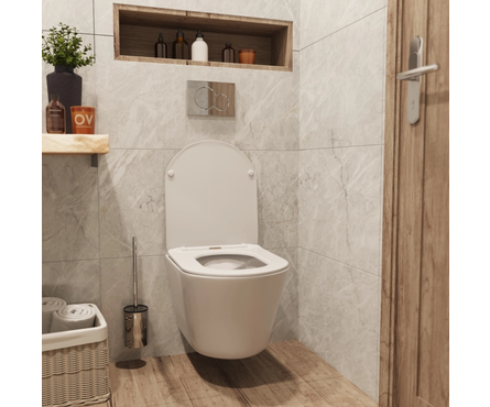 Унитаз подвесной безободковый сид.дюропласт микролифт белый глянец TREND WAVE Фотография_4