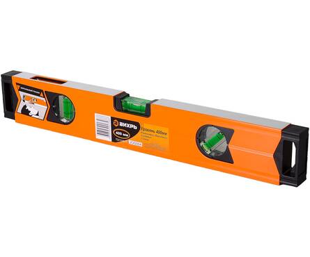 Уровень 400 мм алюминиевый магнитный фрезерованный 3 глазка ВИХРЬ Фотография_1