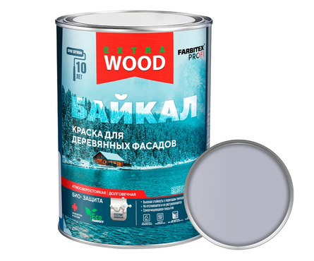 Краска для дерева матовая акриловая ВД WOOD Extra Байкал Полярная (серая) 0.75 л  Фотография_0