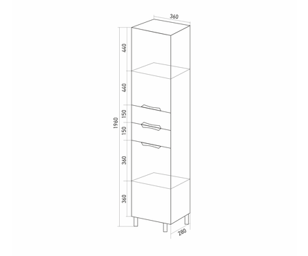 Пенал универсальный Этьен 36 2 створки 2 ящика Фотография_2