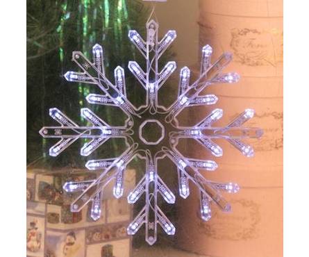 Фигура Снежинка белое свечение, диаметр 30 см, 50 LED, 220V, контроллер, 8 режимов, пластик,  Фотография_0