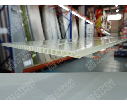 Панель ПВХ Белый Люкс хром/лак 3х секционная 240x3000x8 мм (0.72 м²)  Фотография_3