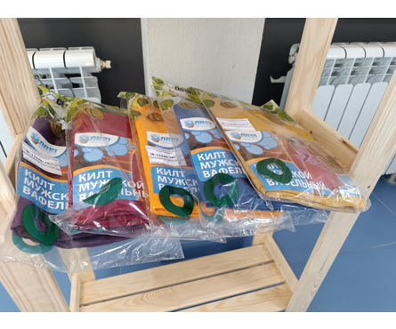 Килт мужской вафельный для бани и сауны 145х80 см (в ассортименте) Фотография_1