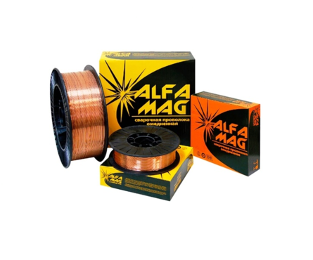 Проволока AlfaMag СВ08Г2С омедненная, (SG-2) d=0,8 мм, пласт.касс. рядн.намот 5 кг, (D200) желтый Фотография_0