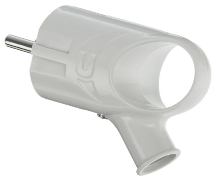 Вилка с заземлением, угловая с ушком, белая, 16А, 250В, Universal Фотография_1