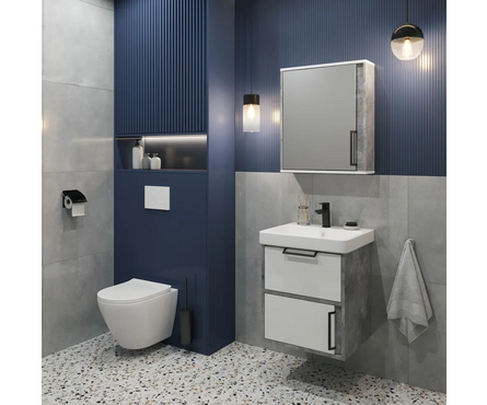 Тумба для ванной Хантер 55 подвесная светлый цемент с умывальником Адриана-55 Фотография_2