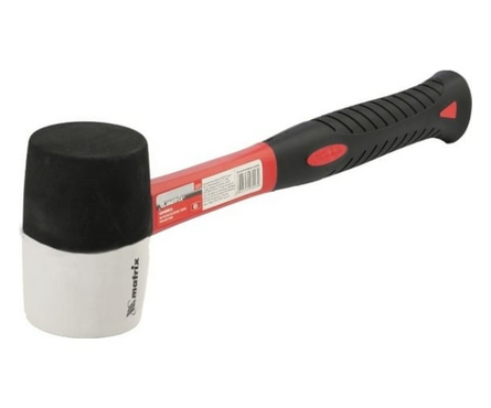 Киянка резиновая 450 г черно-белая фибергласовая рукоятка MATRIX Фотография_2