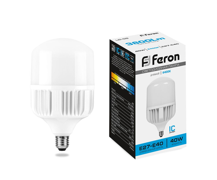 Лампа светодиодная Feron, 40 Вт, Е27 с переходником на Е40, 6400К, дневной свет  Фотография_0