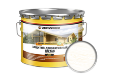 Защитно-декоративный состав ZERWOOD ZDS для древесины, белый, 10 л