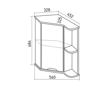 Шкаф Mixline Корнер навесной универсальный белый угловой, без подсветки (ПВХ) Фотография_3