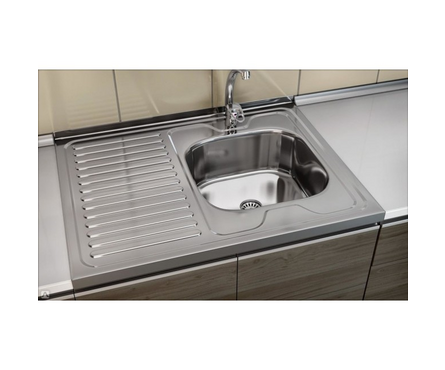 Мойка 60х80 см (0.6 мм) накладная правый вып 1 1\2 18 см без сифона VLADIX Фотография_1