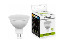 Лампа светодиодная Feron 9 Вт, белый свет, GU5.3, 4000К 