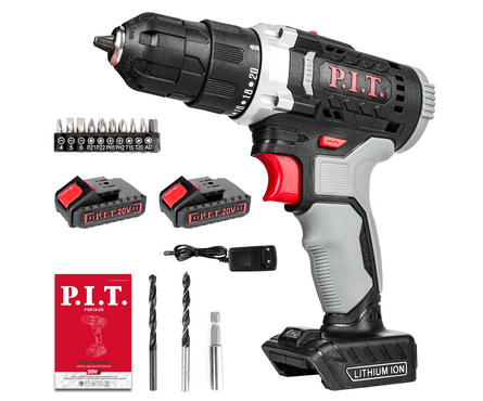 Дрель-шуруповерт 20 В 2 шт Li-ion акк. 1.5 Ач, 30 Нм, 350-1350 об/мин, 2 скорости кейс PSR18-D5  P.I.T. Фотография_1